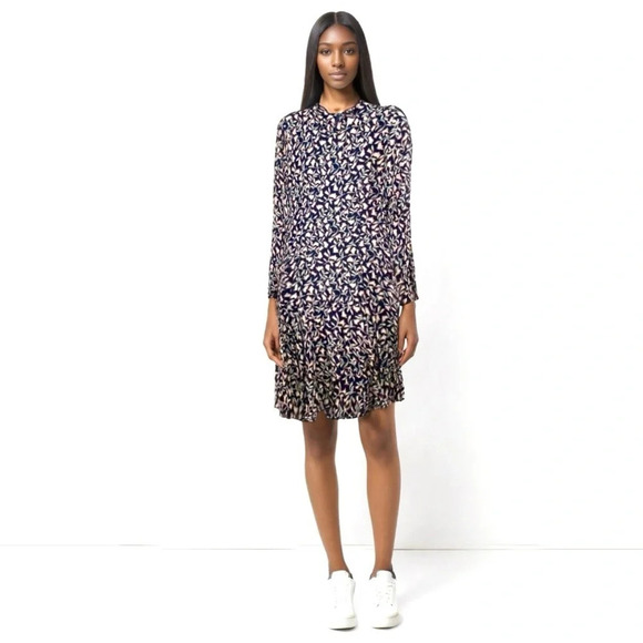 CAROLE LITTLE Vintage Long Sleeve Vintage Navy Floral Dress Size 6 - Picture 1 of 8
